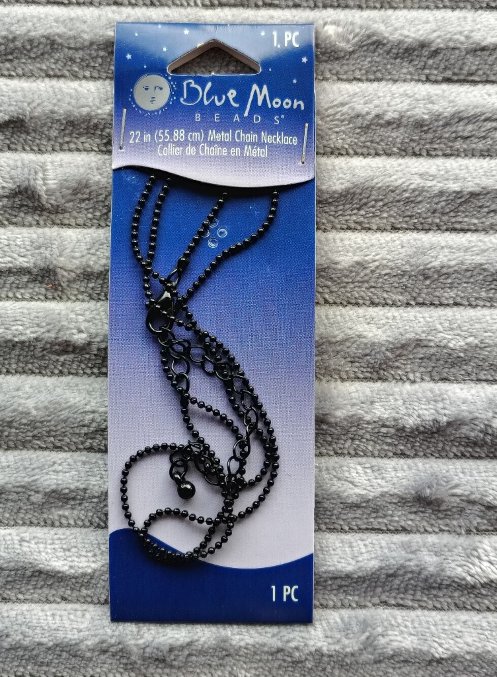 Blue Moon Beads 22-inch black metal ball chain necklace